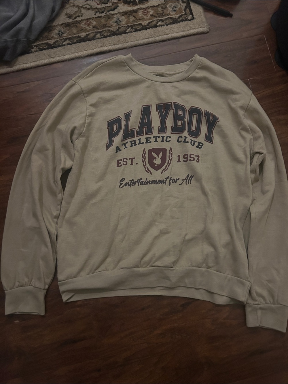 PLAYBOY Beige Crewneck Sweatshirt with Maroon Logo
